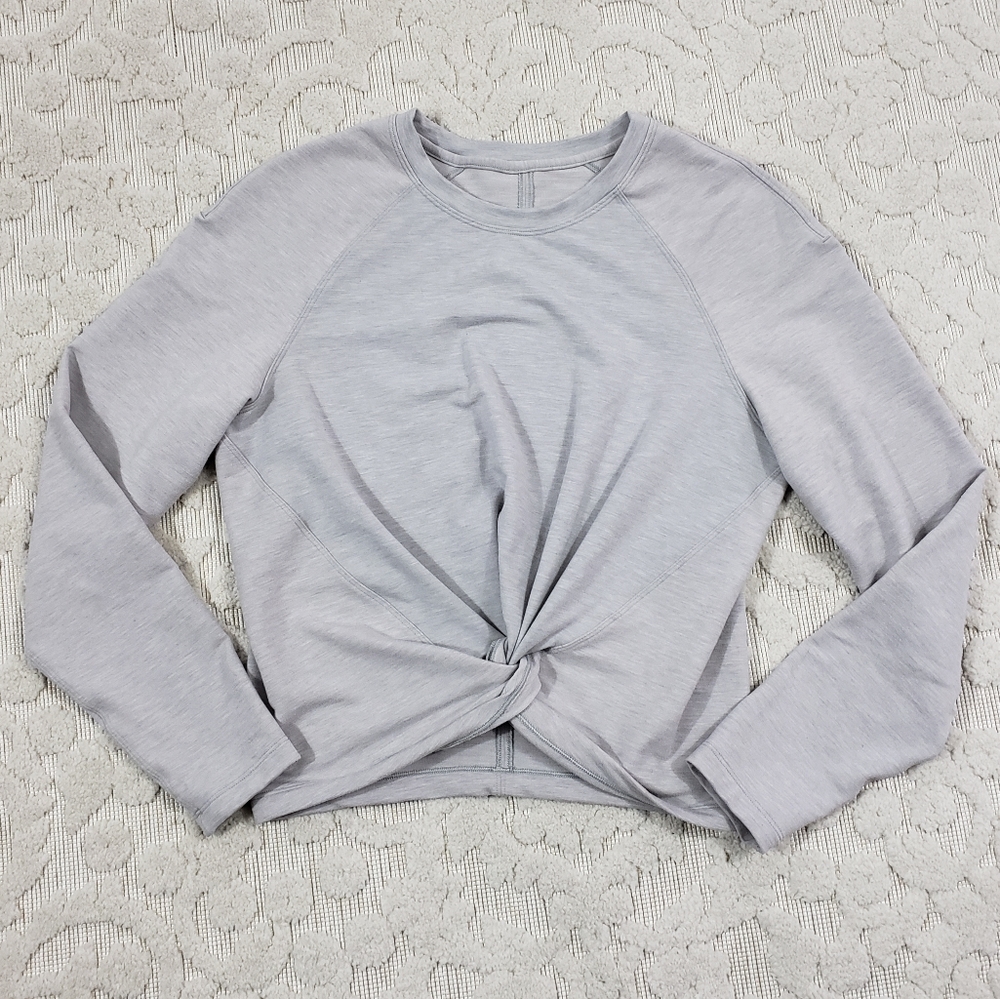 Lululemon twist front cropped long sleeve top silver grey